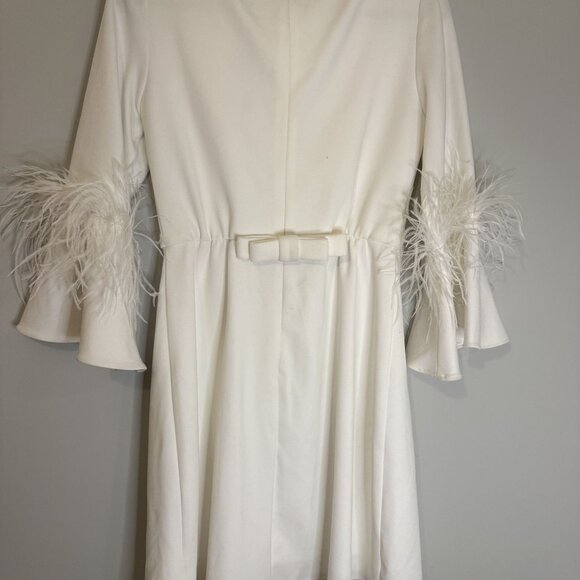 NEW Adrianna Papell Feather Cuff Bell Sleeve Dress Ivory Size US 2 [jb] - Picture 8 of 12
